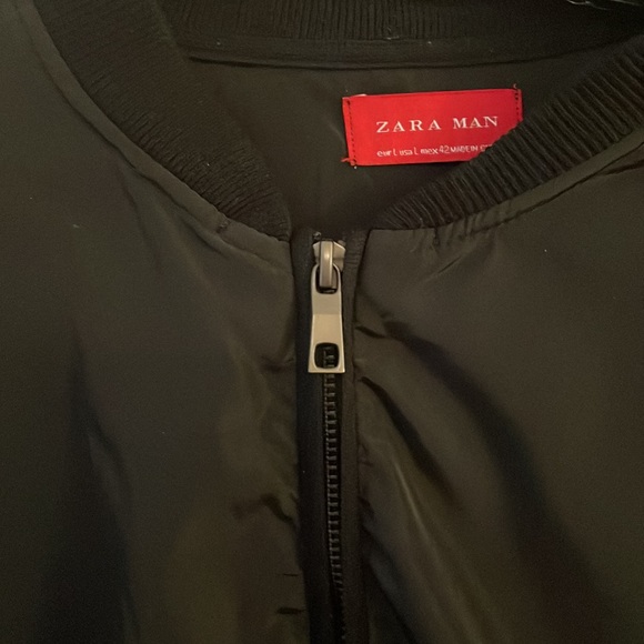 Zara Man Lightweight Bomber Style Nylon Zipper Black Jacket Size US Large - Picture 3 of 8